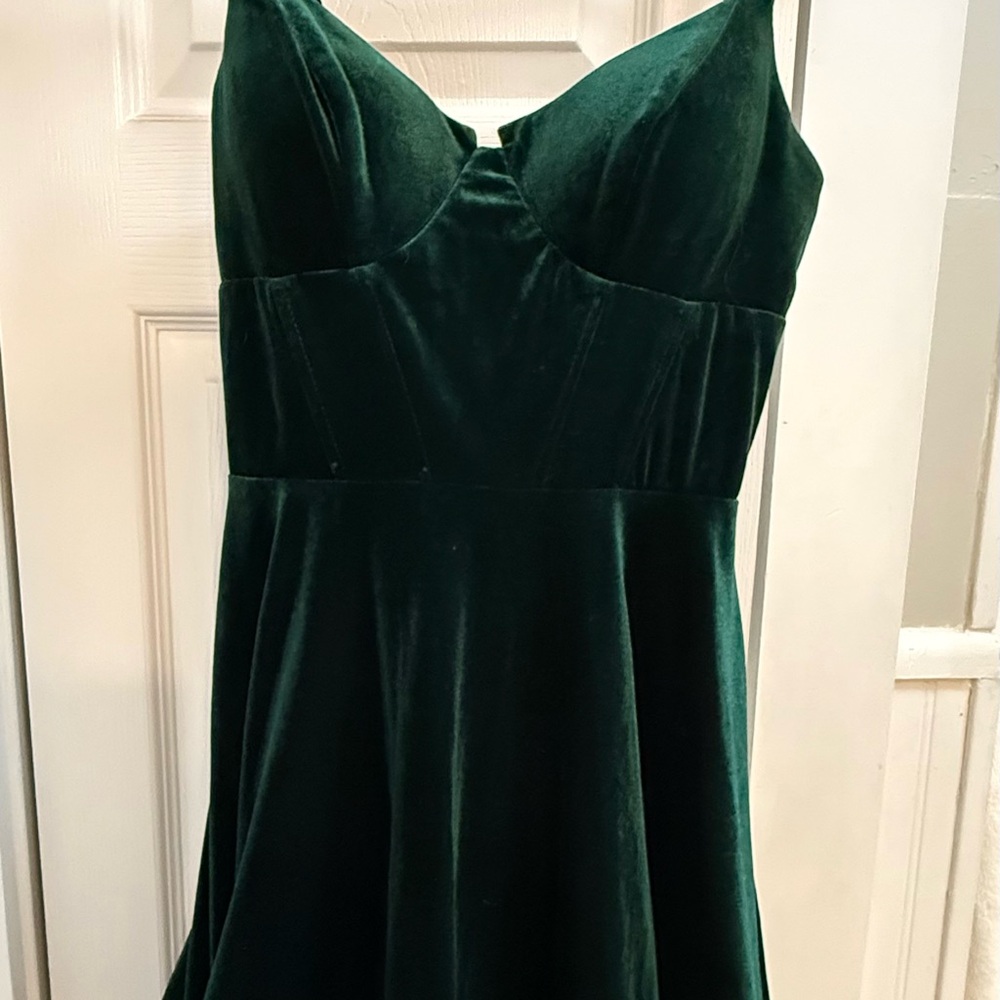 B Darlin Dark Green Velvet Mini Dress